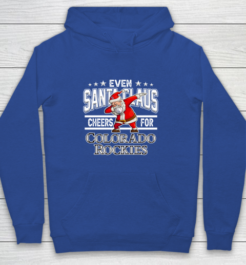 Colorado Rockies Even Santa Claus Cheers For Christmas MLB Youth Hoodie 6