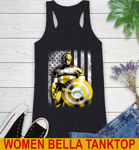 Los Angeles Chargers NFL Football Captain America Marvel Avengers American Flag Shirt Racerback Tank