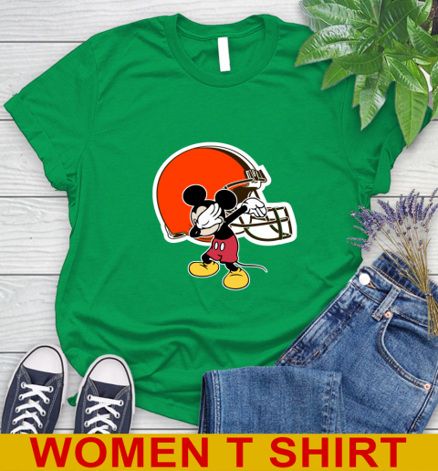 Cleveland Browns NFL Football Dabbing Mickey Disney Sports Women's T-Shirt 6