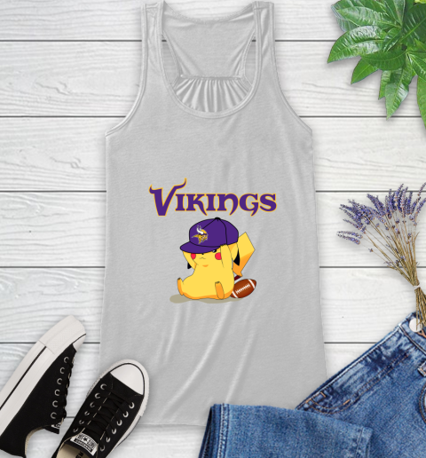NFL Pikachu Football Sports Minnesota Vikings Racerback Tank
