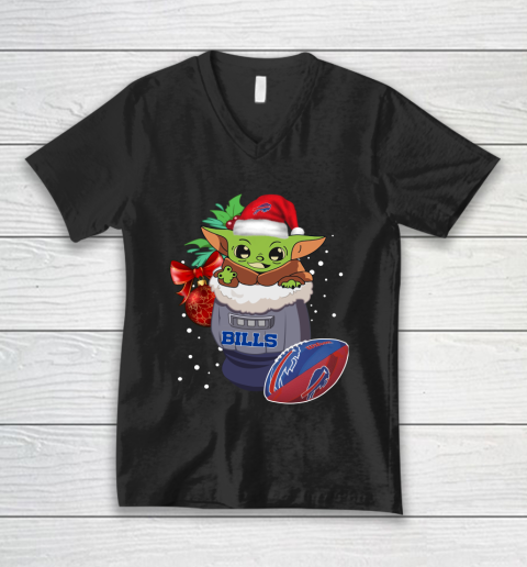 Buffalo Bills Christmas Baby Yoda Star Wars Funny Happy NFL V-Neck T-Shirt