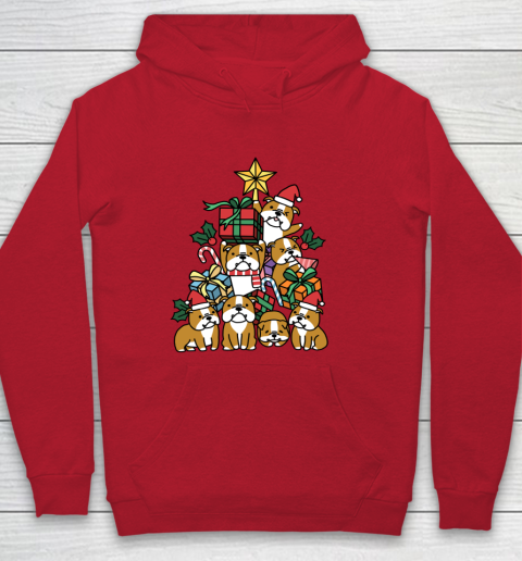 Christmas Tree English Bulldog Dog Hoodie 7