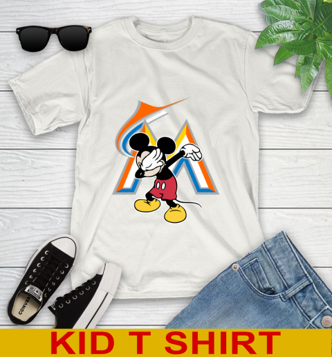 Miami Marlins MLB Baseball Dabbing Mickey Disney Sports Youth T-Shirt