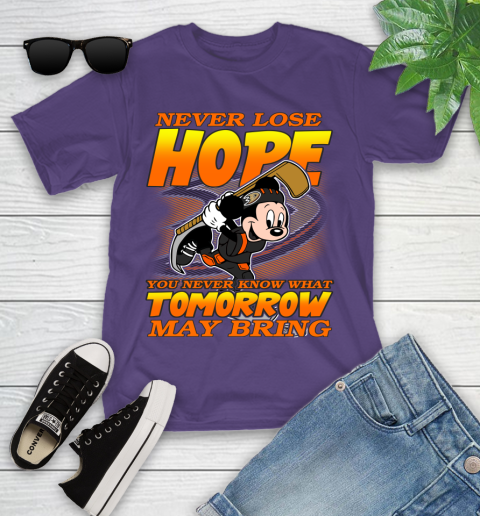 Anaheim Ducks NHL Hockey ootball Mickey Disney Never Lose Hope Youth T-Shirt 3