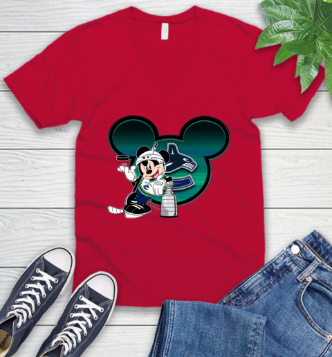 NHL Vancouver Canucks Stanley Cup Mickey Mouse Disney Hockey T Shirt V-Neck T-Shirt 8