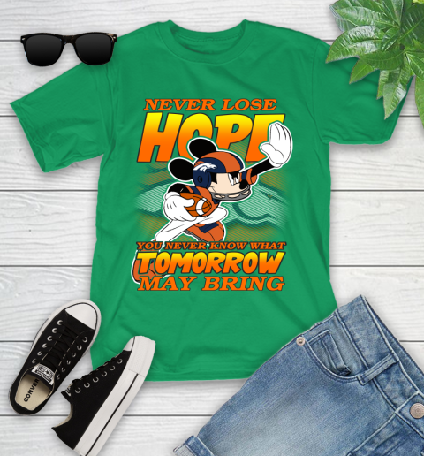 Denver Broncos NFL Football Mickey Disney Never Lose Hope Youth T-Shirt 8