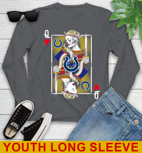 NFL Football Indianapolis Colts The Queen Of Hearts Card Shirt Youth Long Sleeve 9