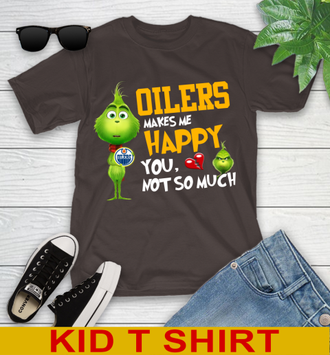 NHL Edmonton Oilers Makes Me Happy You Not So Much Grinch Hockey Sports Youth T-Shirt 6