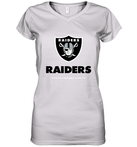 Oakland Raiders NFL Pro Line Black Team Lockup Women's V-Neck T-Shirt