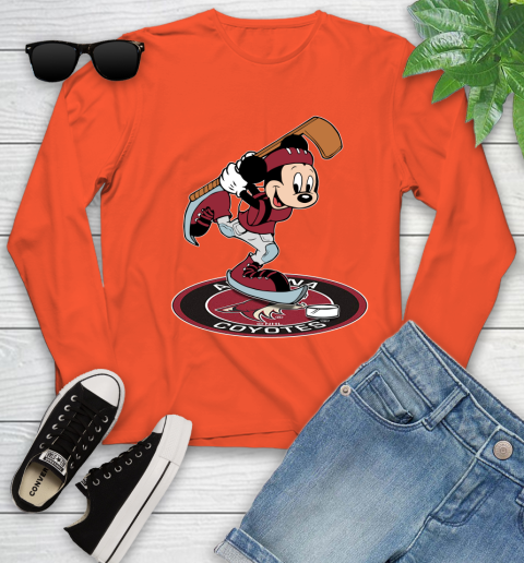 NHL Hockey Arizona Coyotes Cheerful Mickey Disney Shirt Youth Long Sleeve 4