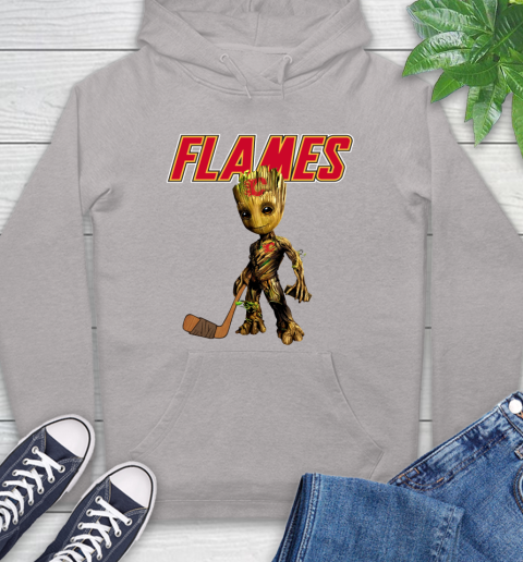Calgary Flames NHL Hockey Groot Marvel Guardians Of The Galaxy Hoodie 12
