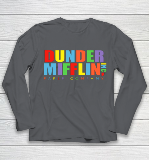 The Office Dunder Mifflin Rainbow Letters Youth Long Sleeve 6