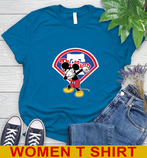 Philadelphia Phillies MLB Baseball Dabbing Mickey Disney Sports Women's T-Shirt 7