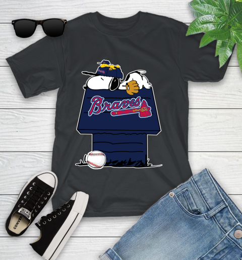 MLB Atlanta Braves Snoopy Woodstock The Peanuts Movie Baseball T Shirt Youth T-Shirt 14