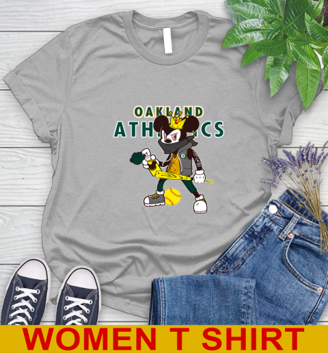 Oakland Athletics MLB Baseball Mickey Peace Sign Sports Women's T-Shirt 5