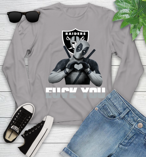 NHL Oakland Raiders Deadpool Love You Fuck You Football Sports Youth Long Sleeve 5