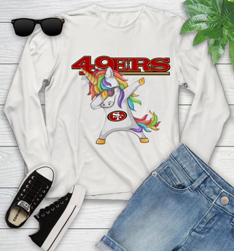 San Francisco 49ers NFL Football Funny Unicorn Dabbing Sports Youth Long Sleeve 12