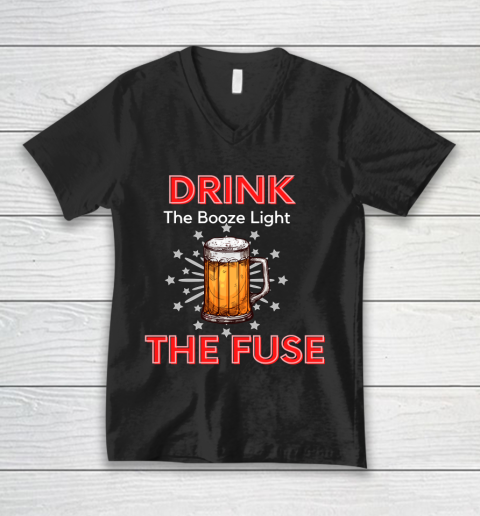 Beer Lover Funny Shirt Drink The Booze Light The Fuse Beer V-Neck T-Shirt