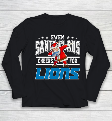 Detroit Lions Even Santa Claus Cheers For Christmas NFL Youth Long Sleeve