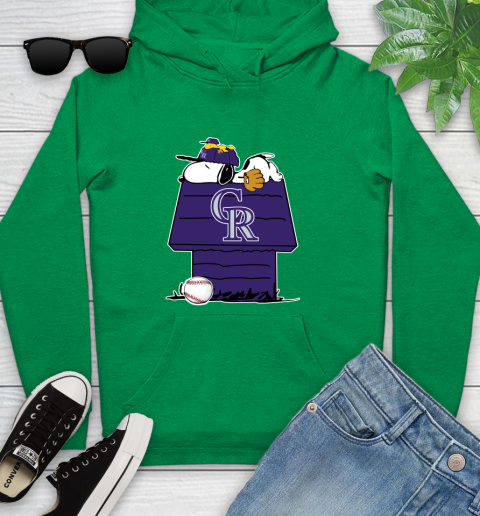 MLB Colorado Rockies Snoopy Woodstock The Peanuts Movie Baseball T Shirt Youth Hoodie 7