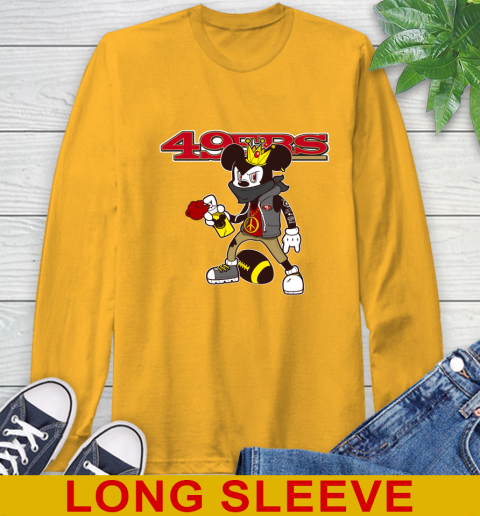 San Francisco 49ers NFL Football Mickey Peace Sign Sports Long Sleeve T-Shirt 3