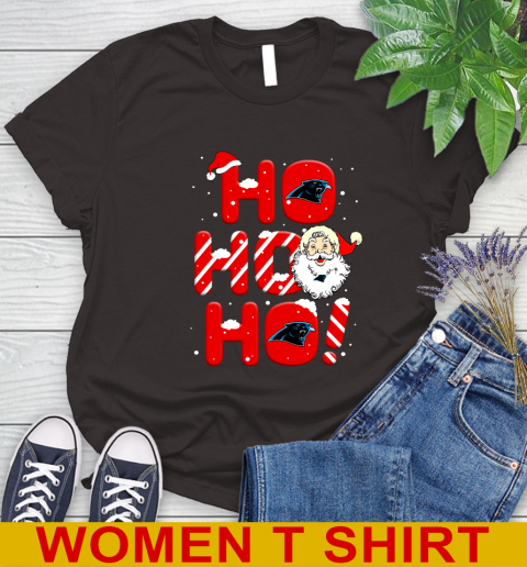 Carolina Panthers NFL Football Ho Ho Ho Santa Claus Merry Christmas Shirt Women's T-Shirt 9