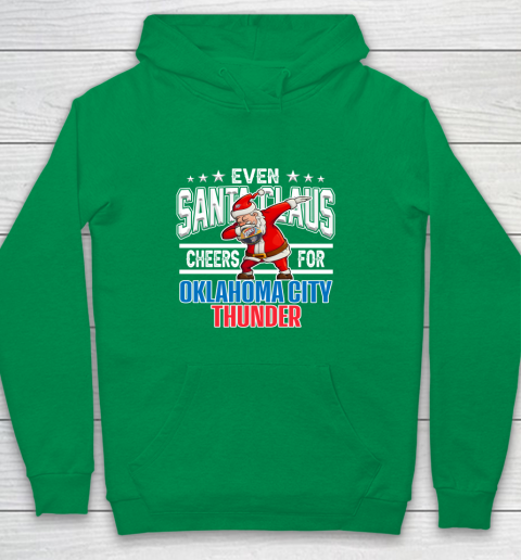 Oklahoma City Thunder Even Santa Claus Cheers For Christmas NBA Youth Hoodie 4