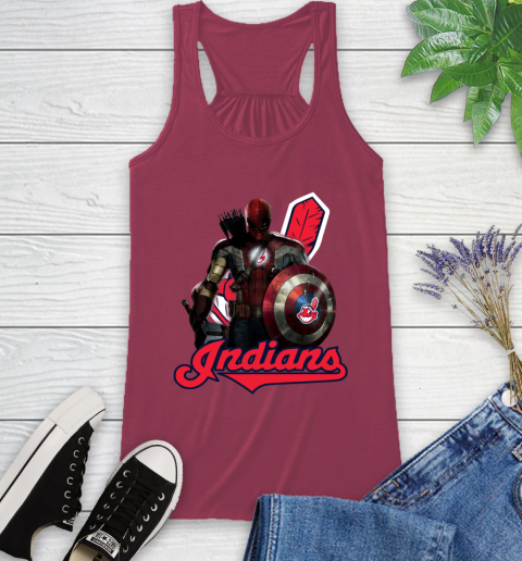 MLB Captain America Thor Spider Man Hawkeye Avengers Endgame Baseball Cleveland Indians Racerback Tank 8