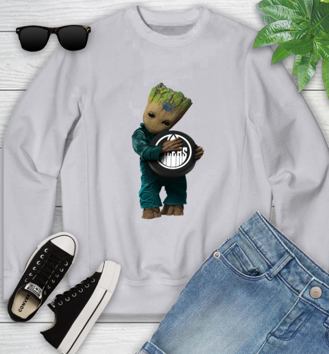 NHL Groot Guardians Of The Galaxy Hockey Sports Edmonton Oilers Youth Sweatshirt Tee For Sports