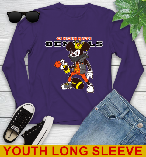Cincinnati Bengals NFL Football Mickey Peace Sign Sports Youth Long Sleeve 5