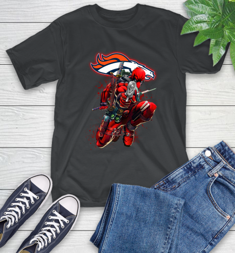 NFL Deadpool Marvel Comics Sports Football Denver Broncos T-Shirt 2