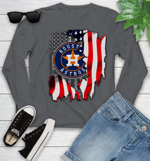 Houston Astros MLB Baseball American Flag Youth Long Sleeve 9