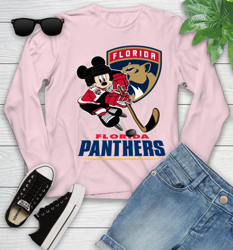 NHL Florida Panthers Mickey Mouse Disney Hockey T Shirt Youth Long Sleeve 10