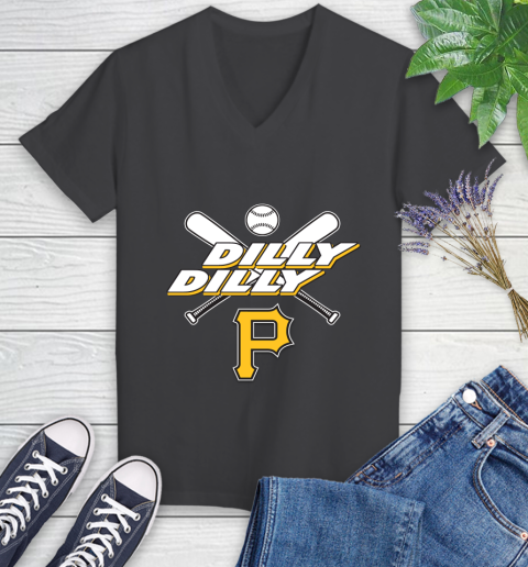 MLB Pittsburgh Pirates Dilly Dilly Baseball Sports Women's V-Neck T-Shirt 8