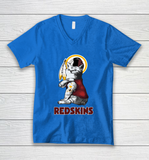 NFL Football My Cat Loves Washington Redskins V-Neck T-Shirt 5
