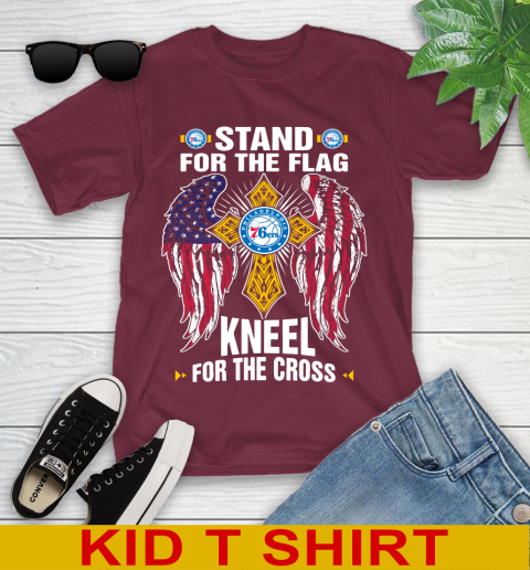 NBA Basketball Philadelphia 76ers Stand For Flag Kneel For The Cross Shirt Youth T-Shirt 5