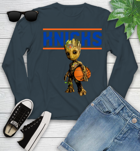 New York Knicks NBA Basketball Groot Marvel Guardians Of The Galaxy Youth Long Sleeve 8
