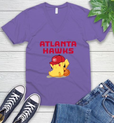 NBA Pikachu Basketball Sports Atlanta Hawks V-Neck T-Shirt 9