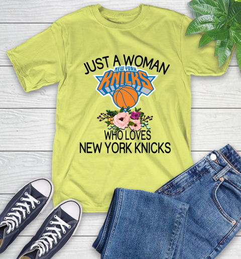 NBA Just A Woman Who Loves New York Knicks Basketball Sports T-Shirt 8