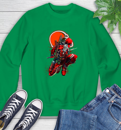 NFL Deadpool Marvel Comics Sports Football Cleveland Browns Sweatshirt 6