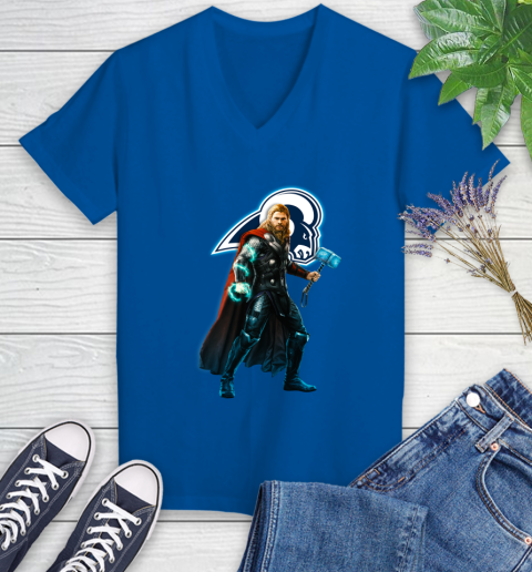 NFL Thor Avengers Endgame Football Los Angeles Rams Women's V-Neck T-Shirt 10