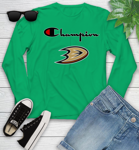 NHL Hockey Anaheim Ducks Champion Shirt Youth Long Sleeve 4