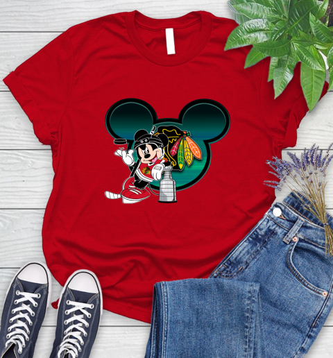 NHL Chicago Blackhawks Stanley Cup Mickey Mouse Disney Hockey T Shirt Women's T-Shirt 9