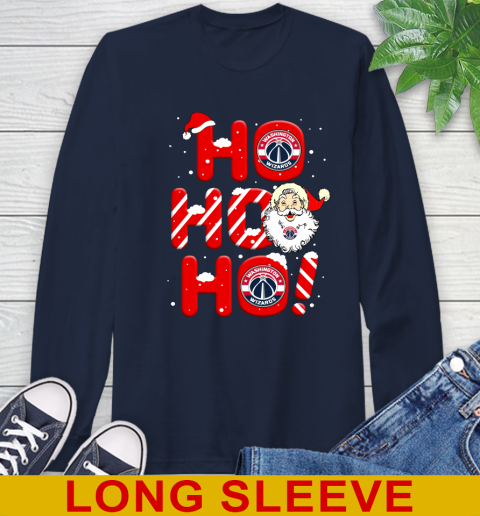 Washington Wizards NBA Basketball Ho Ho Ho Santa Claus Merry Christmas Shirt Long Sleeve T-Shirt 3