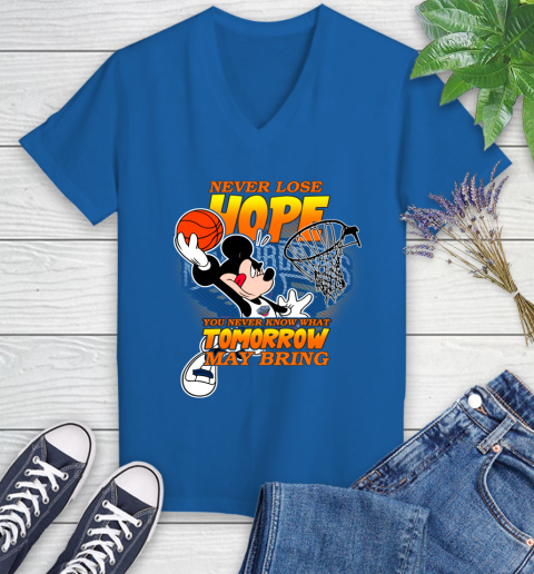 New Orleans Pelicans NBA Basketball Mickey Disney Never Lose Hope Women's V-Neck T-Shirt 10