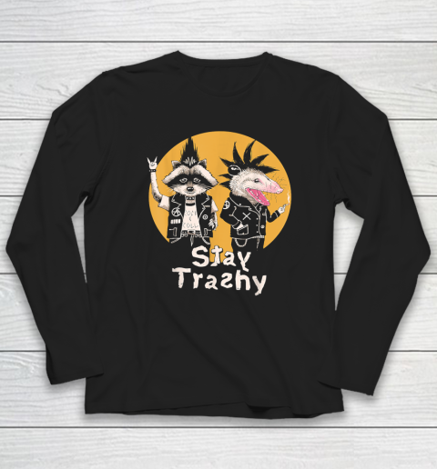 Funny Stay Trashy Opossum Raccoon Rock Long Sleeve T-Shirt
