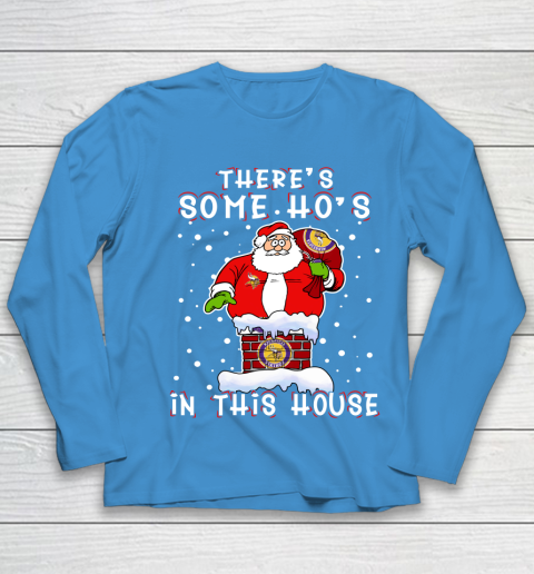 Minnesota Vikings Christmas There Is Some Hos In This House Santa Stuck In The Chimney NFL Youth Long Sleeve 5