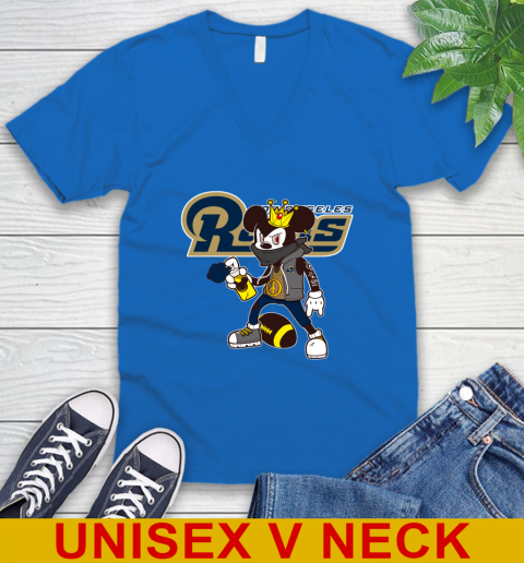 Los Angeles Rams NFL Football Mickey Peace Sign Sports V-Neck T-Shirt 6
