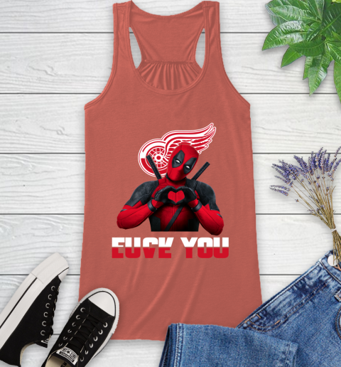 NHL Detroit Red Wings Deadpool Love You Fuck You Hockey Sports Racerback Tank 3