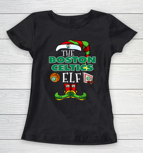 Boston Celtics Christmas ELF Funny NBA Women's T-Shirt